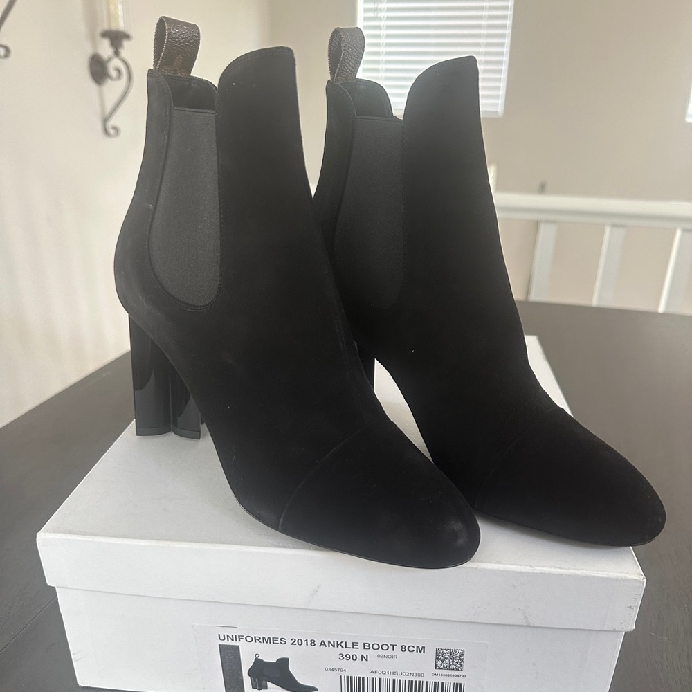LOUIS VUITTON Suede Monogram Uniformes Ankle